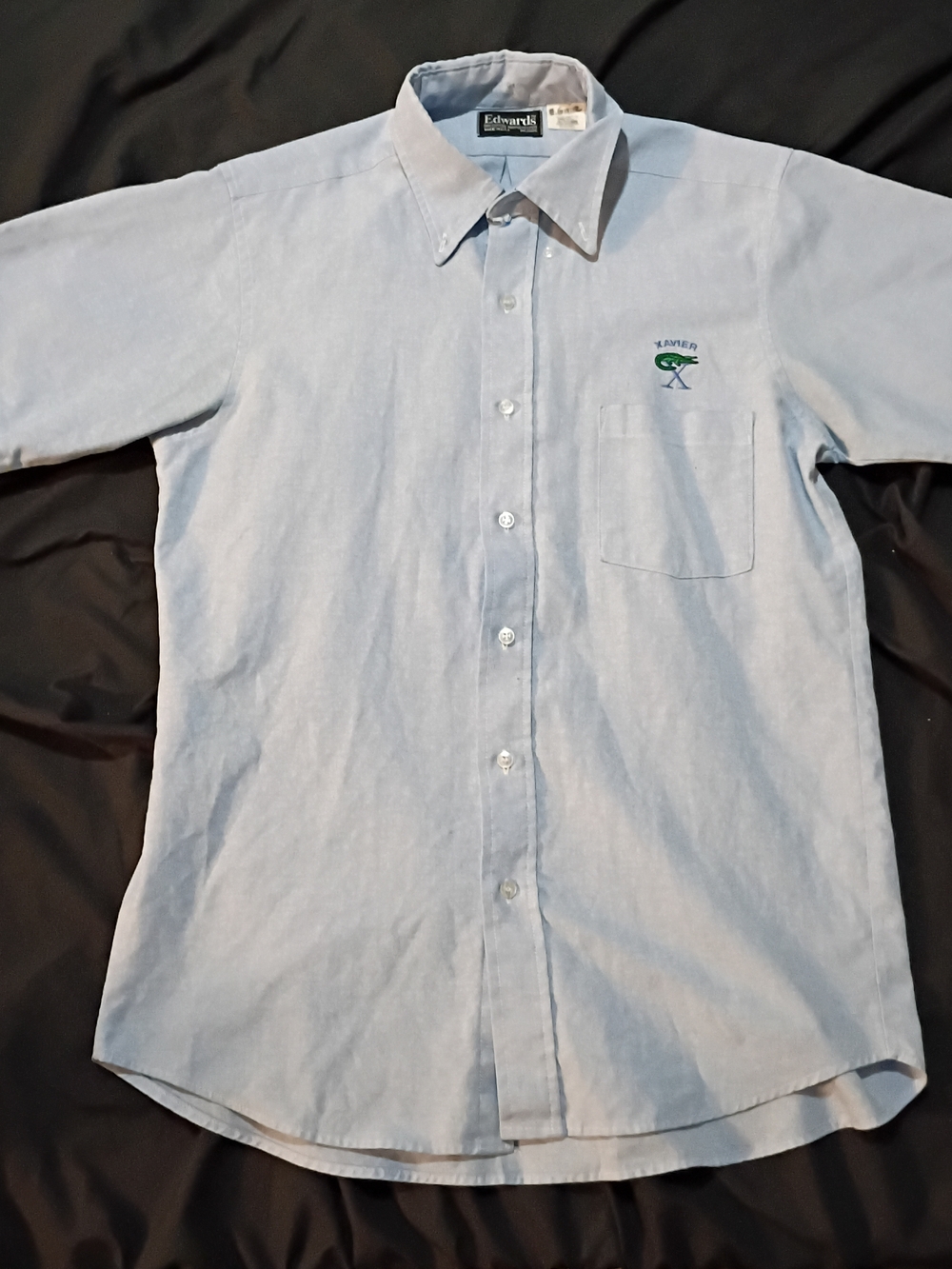 Preppy Edwards Embroided Light Blue Men's Oxford Button-Down Shirt